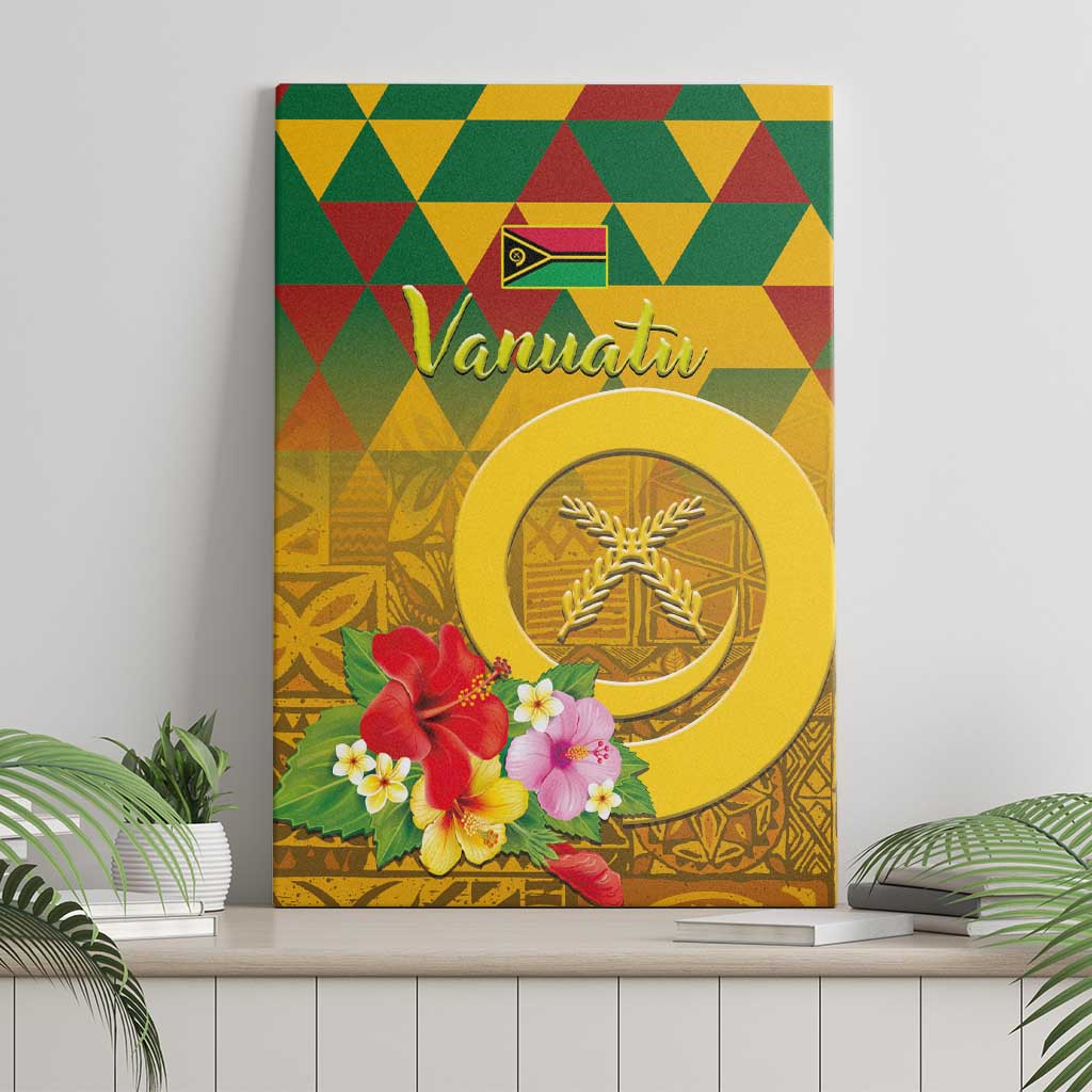 Melanesian Vanuatu Canvas Wall Art With Tapa Tribal Pattern and Triangle Geometric Tricolor - Polynesian Pride