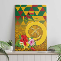 Melanesian Vanuatu Canvas Wall Art With Tapa Tribal Pattern and Triangle Geometric Tricolor - Polynesian Pride