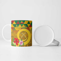 Melanesian Vanuatu Ceramic Mug With Tapa Tribal Pattern and Triangle Geometric Tricolor - Polynesian Pride