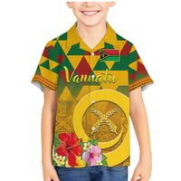 Melanesian Vanuatu Family Matching Mermaid Dress and Hawaiian Shirt With Tapa Tribal Pattern and Triangle Geometric Tricolor - Polynesian Pride