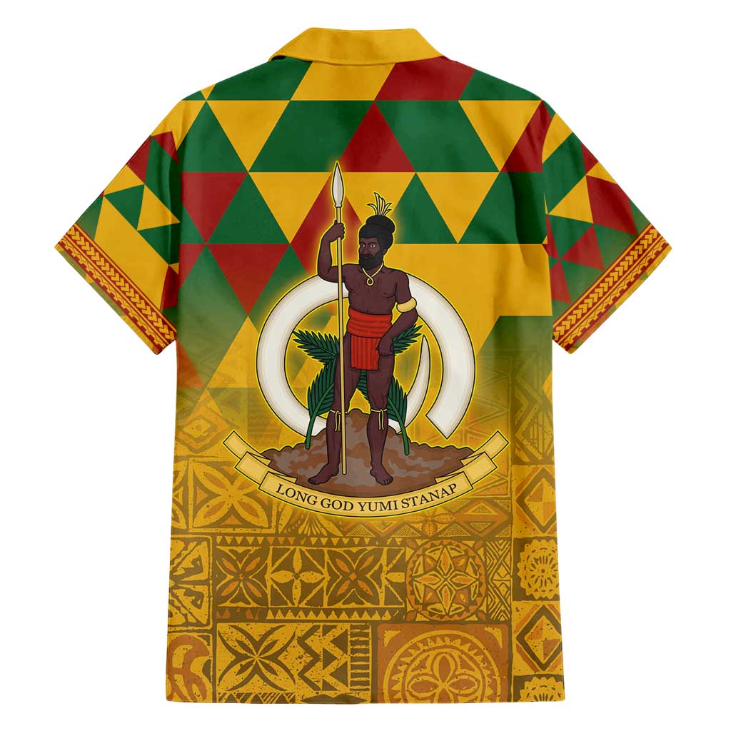 Melanesian Vanuatu Family Matching Short Sleeve Bodycon Dress and Hawaiian Shirt With Tapa Tribal Pattern and Triangle Geometric Tricolor - Polynesian Pride