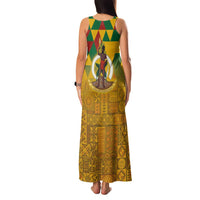 Melanesian Vanuatu Family Matching Tank Maxi Dress and Hawaiian Shirt With Tapa Tribal Pattern and Triangle Geometric Tricolor - Polynesian Pride