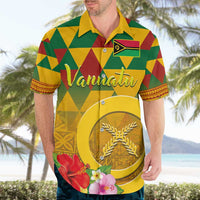 Melanesian Vanuatu Hawaiian Shirt With Tapa Tribal Pattern and Triangle Geometric Tricolor - Polynesian Pride