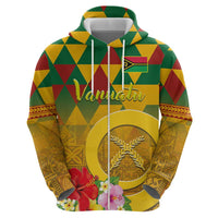 Melanesian Vanuatu Hoodie With Tapa Tribal Pattern and Triangle Geometric Tricolor - Polynesian Pride