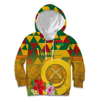 Melanesian Vanuatu Kid Hoodie With Tapa Tribal Pattern and Triangle Geometric Tricolor LT03 Hoodie Yellow - Polynesian Pride