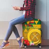 Melanesian Vanuatu Luggage Cover With Tapa Tribal Pattern and Triangle Geometric Tricolor - Polynesian Pride