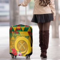 Melanesian Vanuatu Luggage Cover With Tapa Tribal Pattern and Triangle Geometric Tricolor - Polynesian Pride