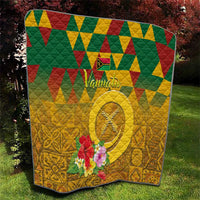 Melanesian Vanuatu Quilt With Tapa Tribal Pattern and Triangle Geometric Tricolor - Polynesian Pride