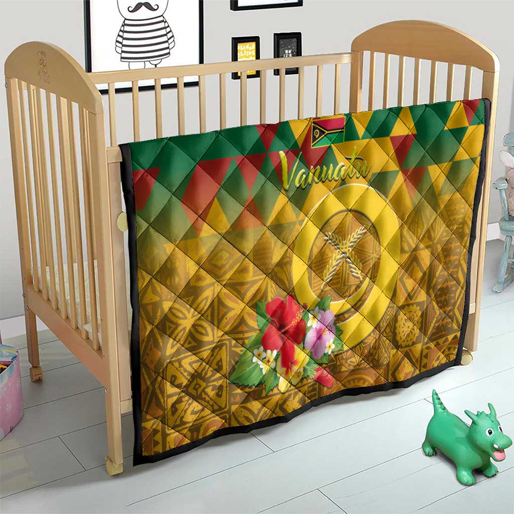 Melanesian Vanuatu Quilt With Tapa Tribal Pattern and Triangle Geometric Tricolor - Polynesian Pride