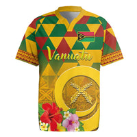 Melanesian Vanuatu Rugby Jersey With Tapa Tribal Pattern and Triangle Geometric Tricolor - Polynesian Pride