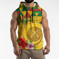 Melanesian Vanuatu Sleeveless Hoodie With Tapa Tribal Pattern and Triangle Geometric Tricolor LT03 - Polynesian Pride