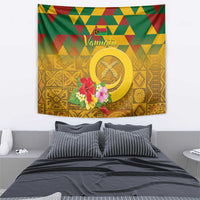 Melanesian Vanuatu Tapestry With Tapa Tribal Pattern and Triangle Geometric Tricolor LT03 - Polynesian Pride