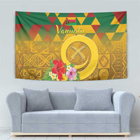 Melanesian Vanuatu Tapestry With Tapa Tribal Pattern and Triangle Geometric Tricolor LT03 - Polynesian Pride