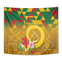 Melanesian Vanuatu Tapestry With Tapa Tribal Pattern and Triangle Geometric Tricolor LT03 - Polynesian Pride