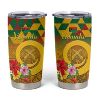 Melanesian Vanuatu Tumbler Cup With Tapa Tribal Pattern and Triangle Geometric Tricolor LT03 Yellow - Polynesian Pride