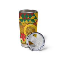 Melanesian Vanuatu Tumbler Cup With Tapa Tribal Pattern and Triangle Geometric Tricolor LT03 - Polynesian Pride