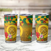 Melanesian Vanuatu Tumbler Cup With Tapa Tribal Pattern and Triangle Geometric Tricolor LT03 - Polynesian Pride