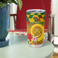 Melanesian Vanuatu Tumbler Cup With Tapa Tribal Pattern and Triangle Geometric Tricolor LT03 - Polynesian Pride