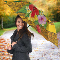 Melanesian Vanuatu Umbrella With Tapa Tribal Pattern and Triangle Geometric Tricolor - Polynesian Pride