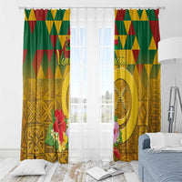Melanesian Vanuatu Window Curtain With Tapa Tribal Pattern and Triangle Geometric Tricolor - Polynesian Pride