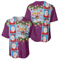 Merry Christmas Baseball Jersey Funny Santa Claus Cards Photo and Polynesian Pattern Pink Color LT03 - Polynesian Pride