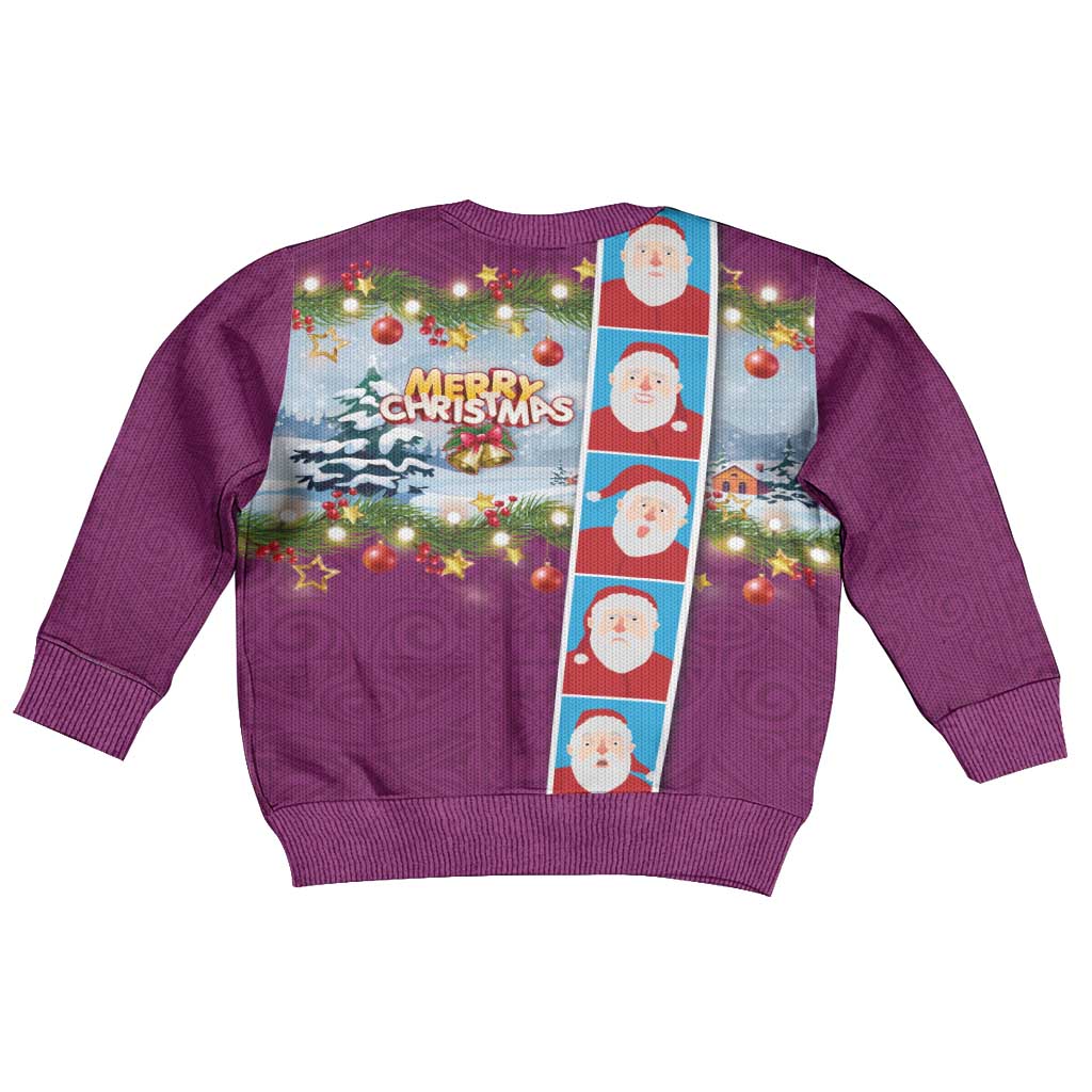 Merry Christmas Kid Ugly Christmas Sweater Funny Santa Claus Cards Photo and Polynesian Pattern Pink Color LT03 - Polynesian Pride