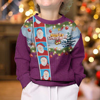 Merry Christmas Kid Ugly Christmas Sweater Funny Santa Claus Cards Photo and Polynesian Pattern Pink Color LT03 - Polynesian Pride