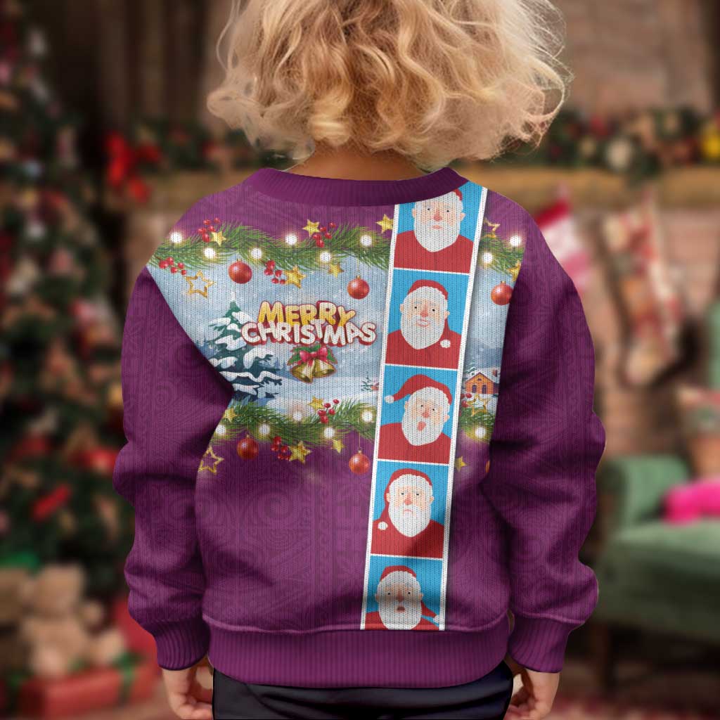 Merry Christmas Kid Ugly Christmas Sweater Funny Santa Claus Cards Photo and Polynesian Pattern Pink Color LT03 - Polynesian Pride