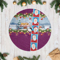 Merry Christmas Tree Skirt Funny Santa Claus Cards Photo and Polynesian Pattern Pink Color LT03 Casual Pink - Polynesian Pride