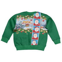 Merry Christmas Kid Ugly Christmas Sweater Funny Santa Claus Cards Photo and Polynesian Pattern Green Color LT03 - Polynesian Pride