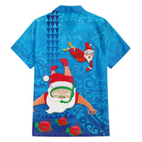 Hawaiian Santa Claus Snorkeling Family Matching Long Sleeve Bodycon Dress and Hawaiian Shirt Kakau and Polynesian Pattern