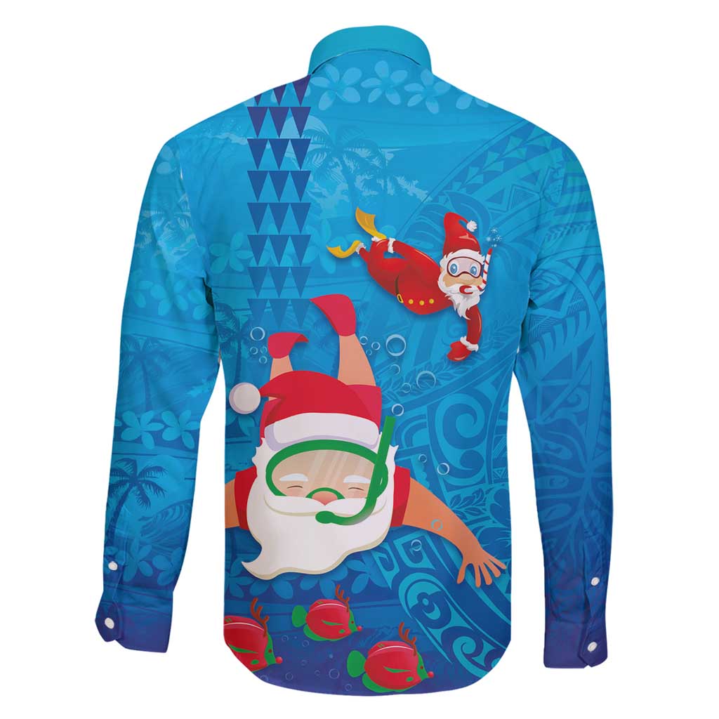 Hawaiian Santa Claus Snorkeling Family Matching Summer Maxi Dress and Hawaiian Shirt Kakau and Polynesian Pattern