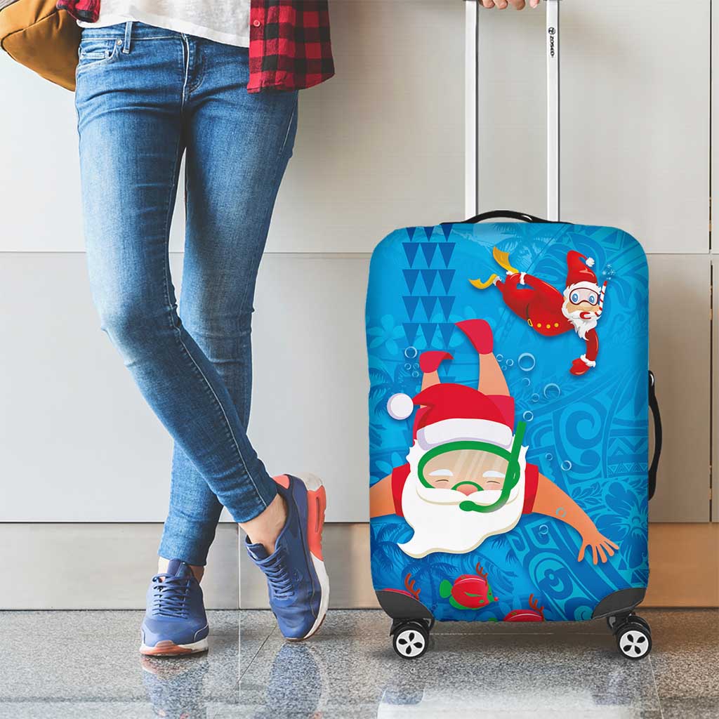 Hawaiian Santa Claus Snorkeling Luggage Cover Kakau and Polynesian Pattern LT03 - Polynesian Pride
