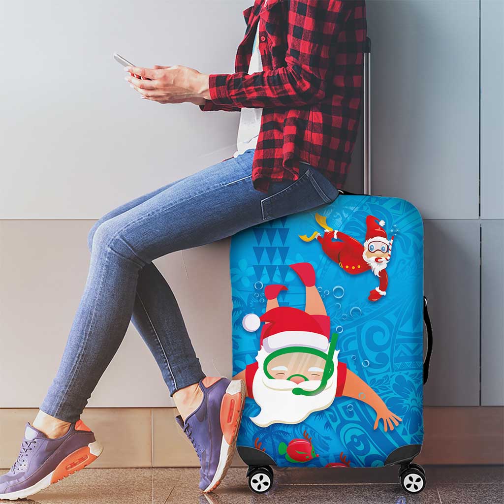 Hawaiian Santa Claus Snorkeling Luggage Cover Kakau and Polynesian Pattern LT03 - Polynesian Pride