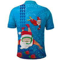 Hawaiian Santa Claus Snorkeling Polo Shirt Kakau and Polynesian Pattern LT03 - Polynesian Pride
