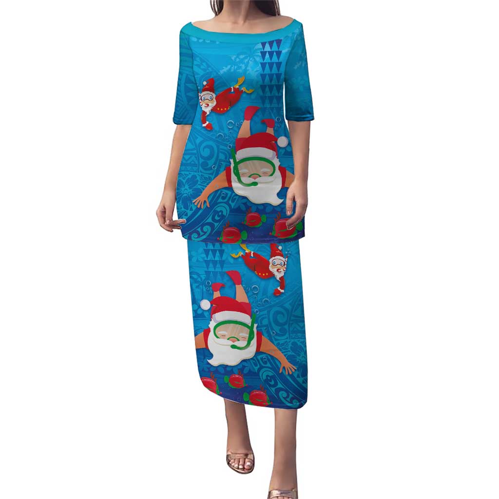 Hawaiian Santa Claus Snorkeling Puletasi Kakau and Polynesian Pattern
