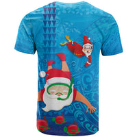 Hawaiian Santa Claus Snorkeling T Shirt Kakau and Polynesian Pattern