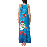 Hawaiian Santa Claus Snorkeling Tank Maxi Dress Kakau and Polynesian Pattern