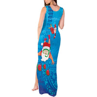 Hawaiian Santa Claus Snorkeling Tank Maxi Dress Kakau and Polynesian Pattern