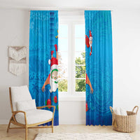 Hawaiian Santa Claus Snorkeling Window Curtain Kakau and Polynesian Pattern