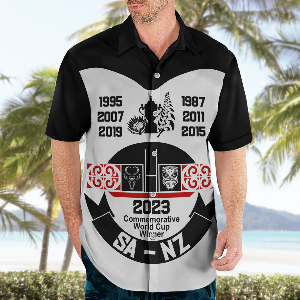 South Africa and New Zealand Hawaiian Shirt Champion History Go Final 2023 Vintage Style LT03 - Polynesian Pride