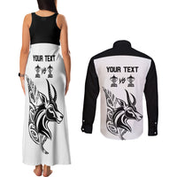 Personalised South Africa and New Zealand Couples Matching Tank Maxi Dress and Long Sleeve Button Shirt Champion History Go Final 2023 Vintage Style LT03 - Polynesian Pride