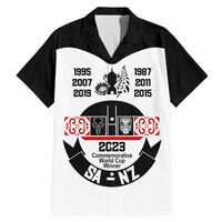 Personalised South Africa and New Zealand Family Matching Mermaid Dress and Hawaiian Shirt Champion History Go Final 2023 Vintage Style LT03 Dad's Shirt - Short Sleeve White - Polynesian Pride