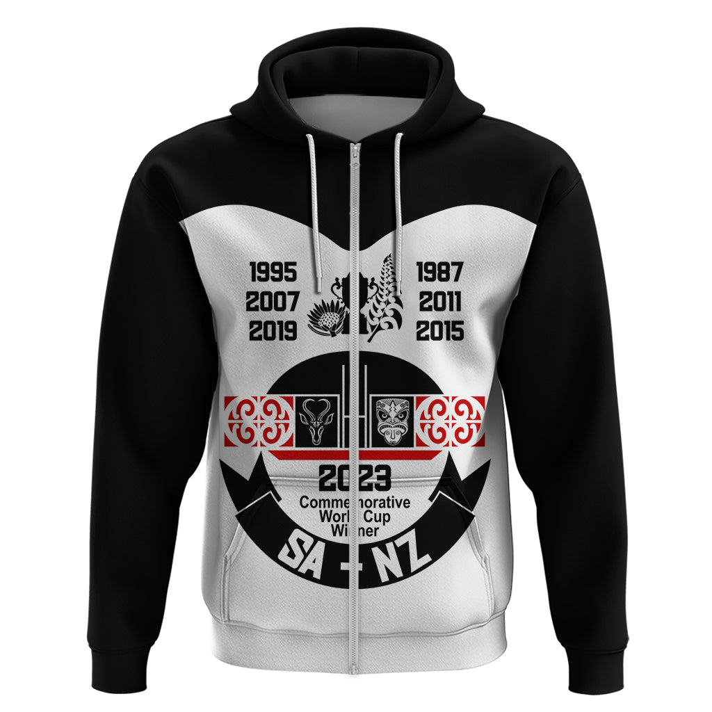 Personalised South Africa and New Zealand Hoodie Champion History Go Final 2023 Vintage Style LT03 - Polynesian Pride