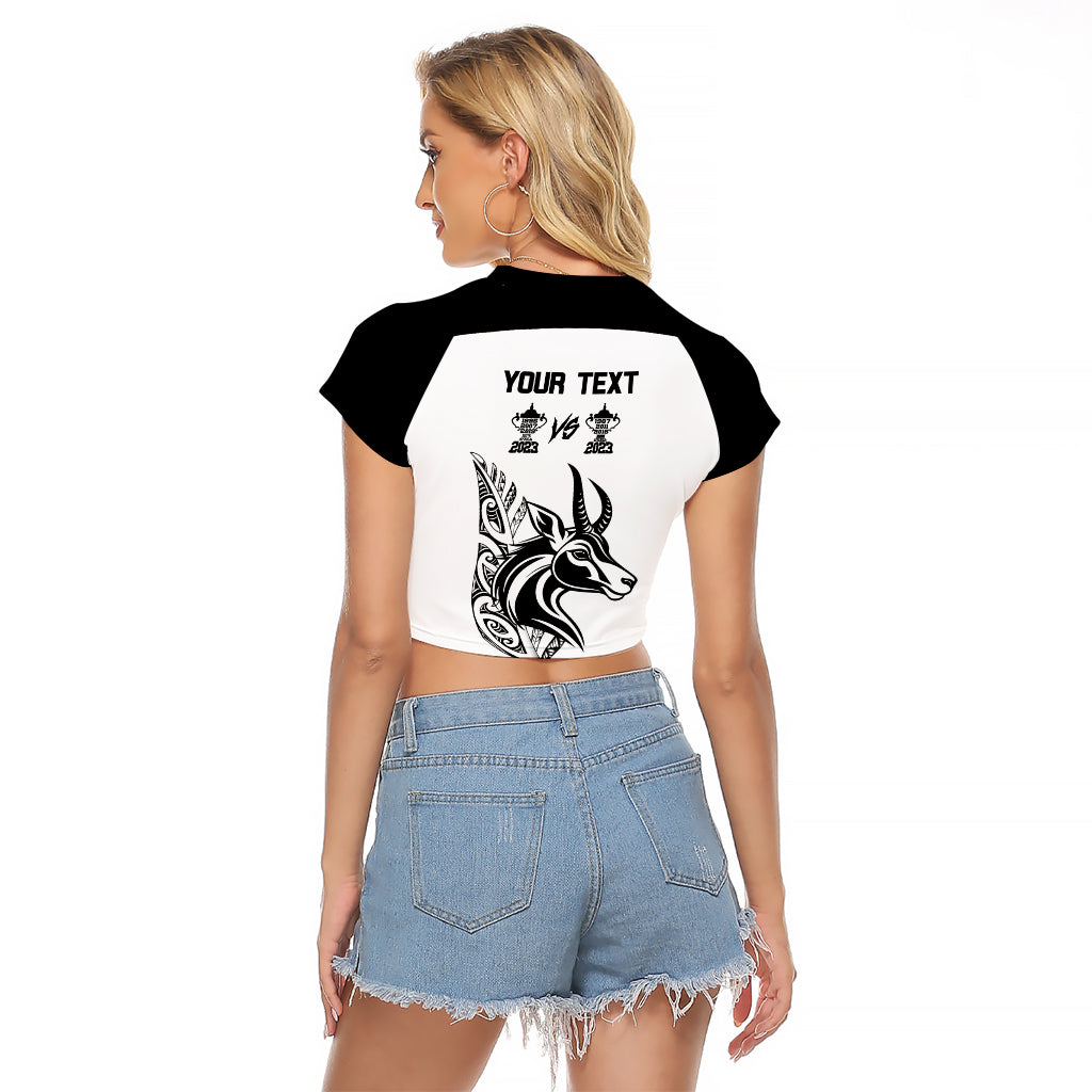 Personalised South Africa and New Zealand Raglan Cropped T Shirt Champion History Go Final 2023 Vintage Style LT03 - Polynesian Pride