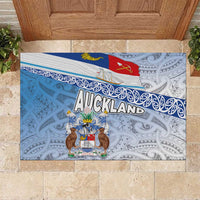 New Zealand Auckland Rubber Doormat Auckland's Flag and Coat of Arms - Koru Art Maori Pattern