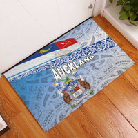 New Zealand Auckland Rubber Doormat Auckland's Flag and Coat of Arms - Koru Art Maori Pattern