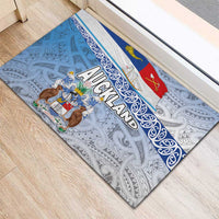 New Zealand Auckland Rubber Doormat Auckland's Flag and Coat of Arms - Koru Art Maori Pattern