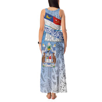 New Zealand Auckland Tank Maxi Dress Auckland's Flag and Coat of Arms - Koru Art Maori Pattern