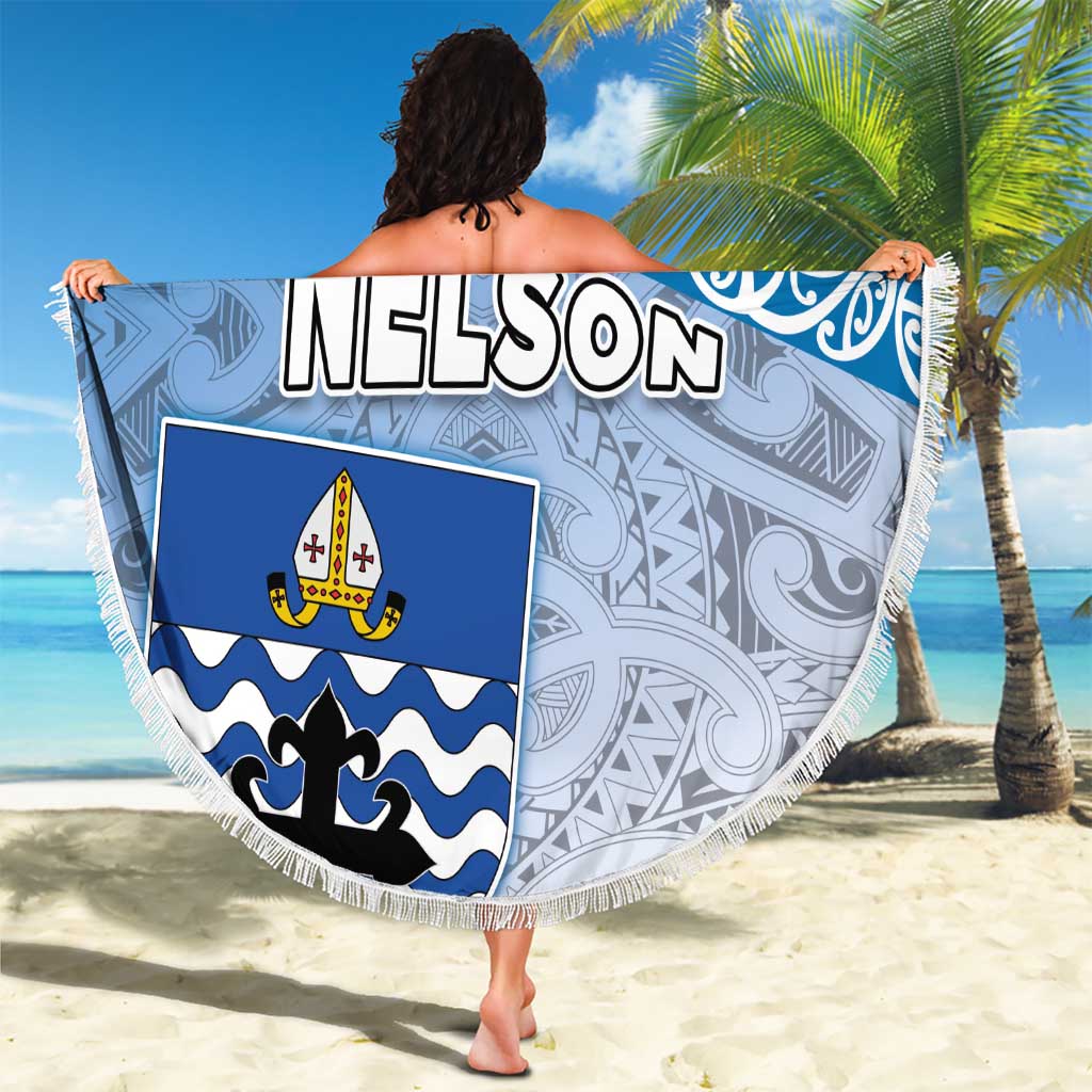 New Zealand Nelson Beach Blanket Nelson's Flag and Seal - Maori Art Tattoo
